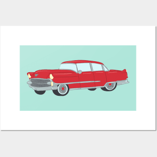 Rockabilly Vintage Car in Red Posters and Art